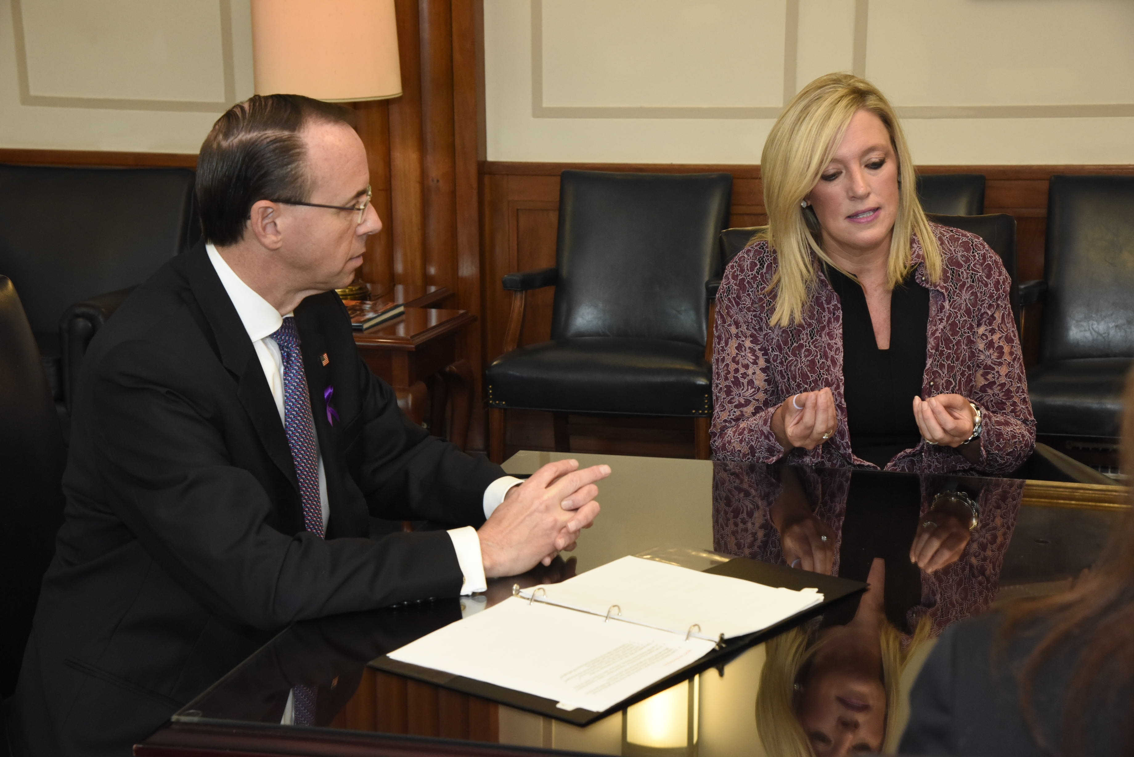 Deputy Attorney General Rod Rosenstein, Office on Violence Against Women Acting Director Katherine Sullivan Sullivan &amp; other senior DOJ officials discuss the Violence Against Women Act’s essential focus on criminal justice responses to domestic violence
