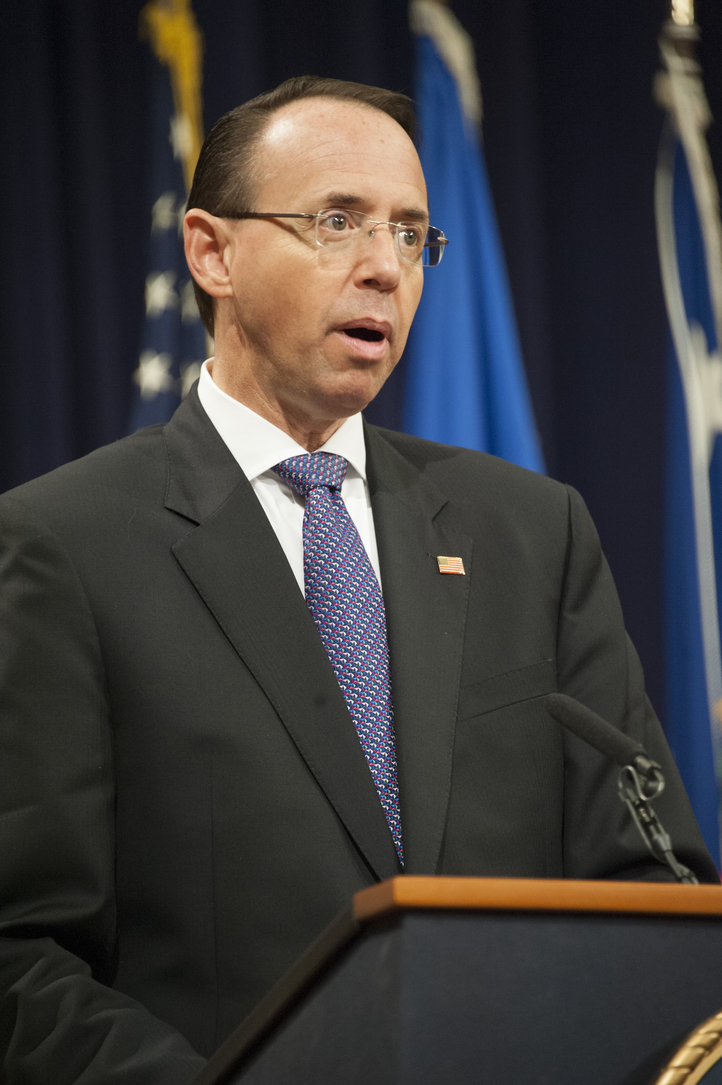 Deputy Attorney General Rosenstein delivers remarks.