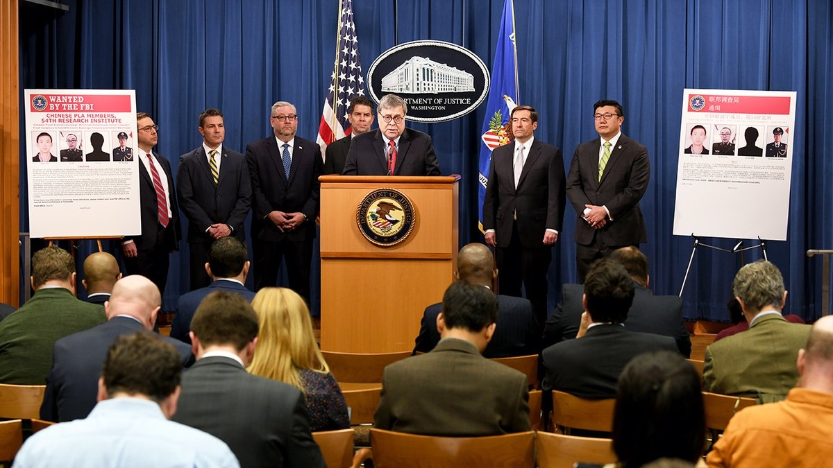Attorney General Barr, FBI Deputy Director Bowdich & Other DOJ Officials announce the indictment of four members of China’s military for hacking into Equifax.