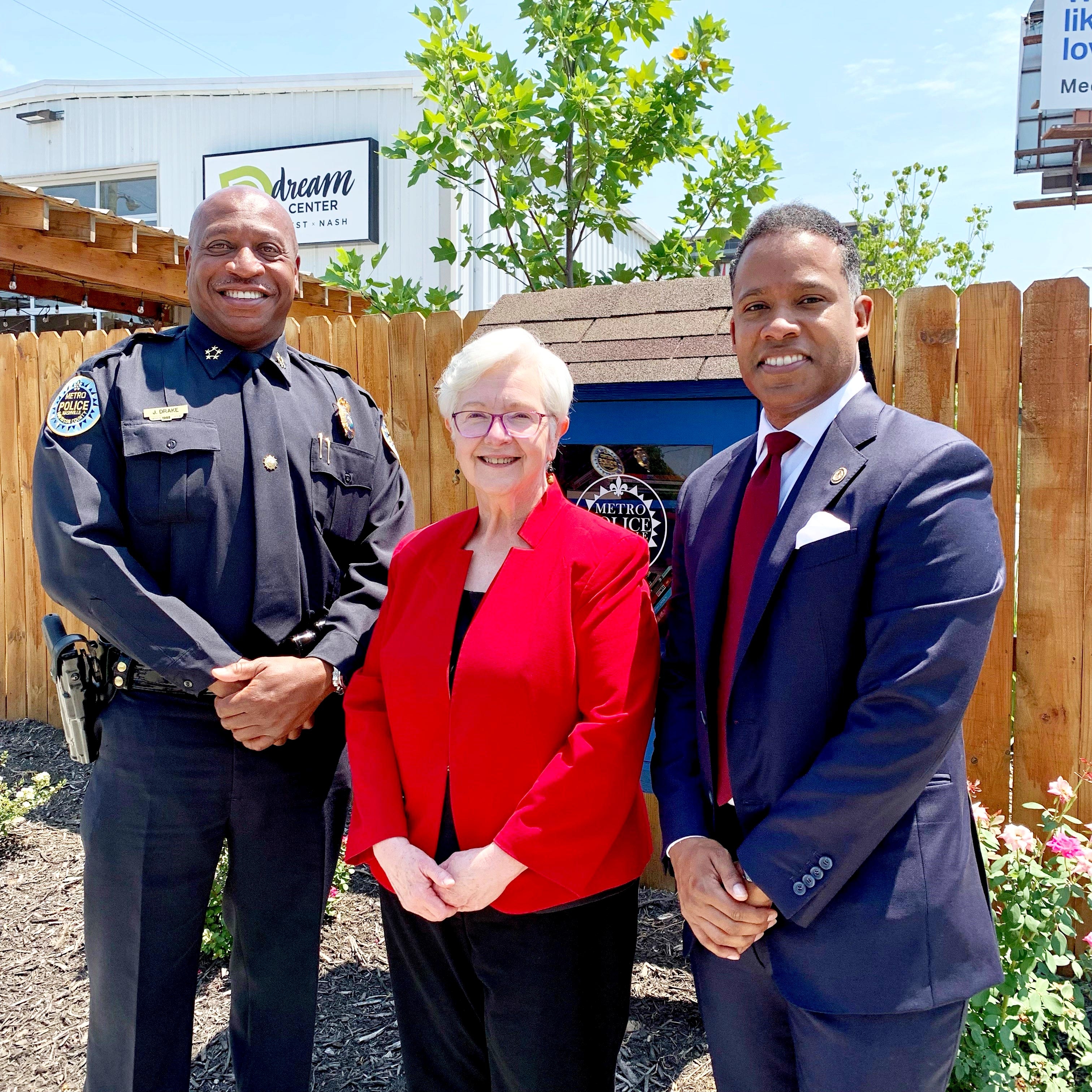 Assistant Attorney General Kenneth A. Polite Jr., Acting U.S. Attorney Mary Jane Stewart and Metro Nashville Police Chief John Drake visit the West Nashville Dream Center.