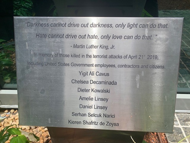 April 21, 2019 U.S. Embassy in Colombo - Memorial for the victims of the Easter Attacks in Sri Lanka