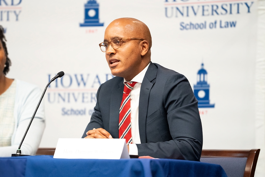 U.S. Attorney for the Southern District of New York Damian Williams delivers remarks at a panel discussion at Howard University School of Law.