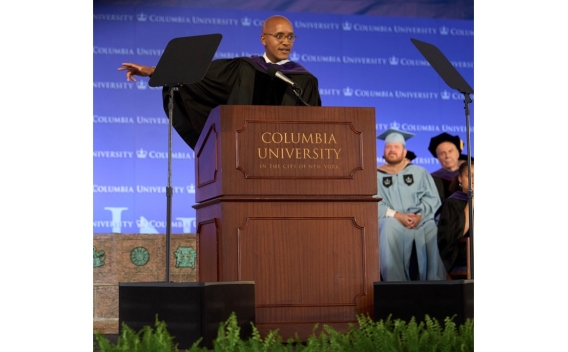 U.S. Attorney Damian Williams speaking at the 2023 Columbia Law School commencement ceremony