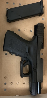 Handgun seized by law enforcement Handgun seized by law enforcement