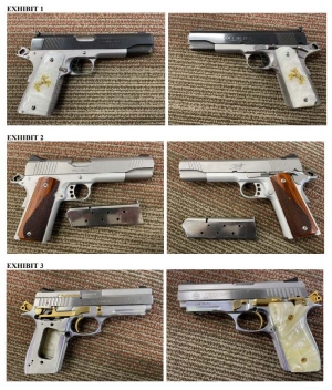 Three handguns allegedly seized in connection to the arrest of Rene Garibay-Robledo
