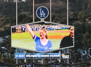 Acting USA Sandra Brown on Dodger Vision Screen
