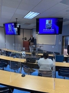 U.S. Attorney Ronald C. Gathe, Jr. talks to Southern University law students