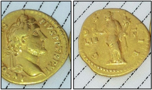 Gold coin featuring Emperor Hadrian Augustus Caesar