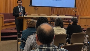 United States Attorney Zachary A. Cunha delivered opening remarks to more than 75 attendees of the United Against Hate workshop