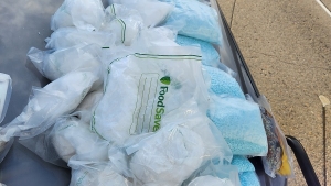 Pills and meth on car hood