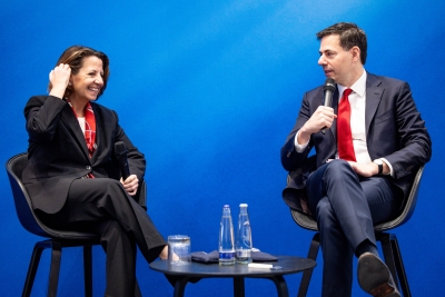 Deputy AG Monaco in conversation at the 2024 Munich Cyber Security Conference.