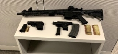 Firearms and ammunition on a table