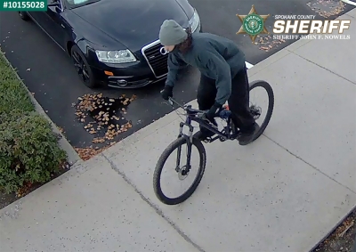 Bank robber riding a bike 