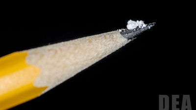 Lethal dose of fentanyl on the tip of a pencil