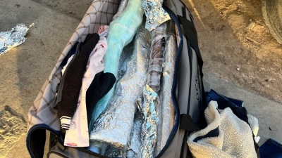 One of two duffel bags packed with firearms, seized by CBP officers during a vehicle inspection at the Eagle Pass, Texas Port of Entry