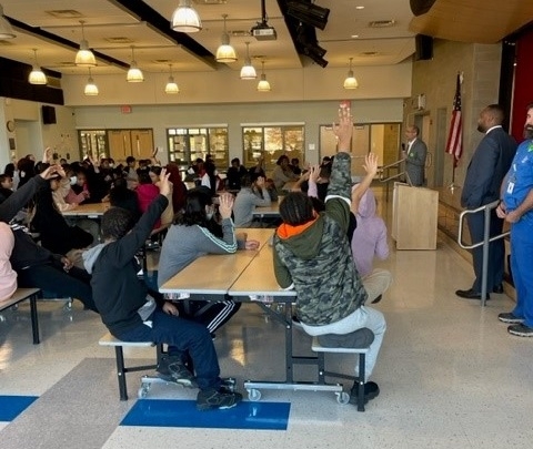 Students participating in a Fed-Up presentation