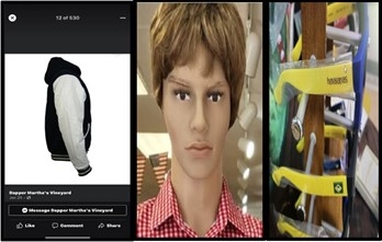 Photos from defendant's clothing store advertising same clothing worn during the bank robbery
