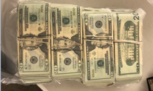 Four piles of money