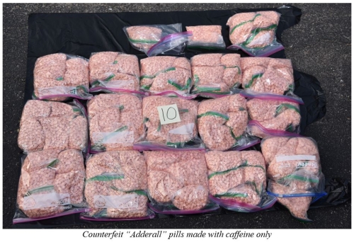 Counterfeit adderall pills made with caffeine only