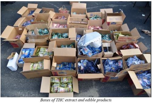 Boxes of THC extract and edible products