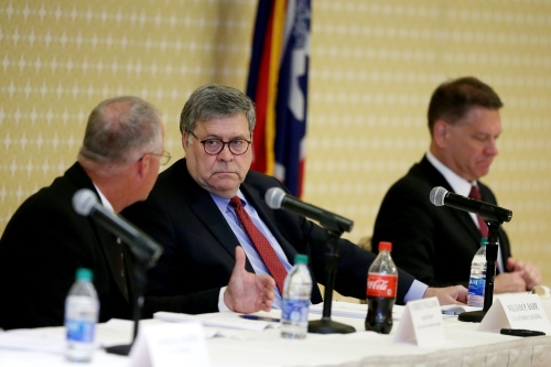 Attorney General Barr at roundtable in Wyoming. 