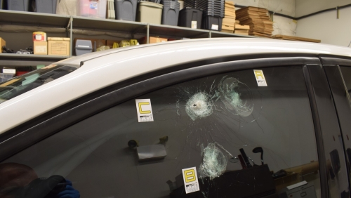 Carjacking victims vehicle bullet holes