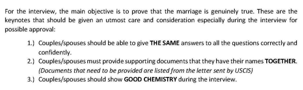 Practice questions prepared for marriage fraud clients