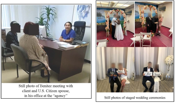 Photo of operator of marriage fraud agency and stage wedding photos