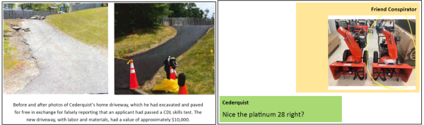 a new driveway valued at over $10,000; and a snowblower valued at nearly $2,000