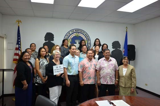 Picture of CNMI Human Trafficking Intervention Coalition members at the Governor’s Office for the Proclamation Signing in Saipan, NMI
