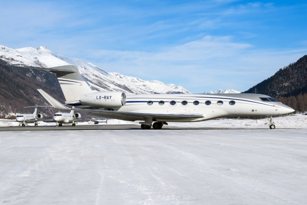 A side profile of the Gulfstream, believed to be worth approximately $60 million.