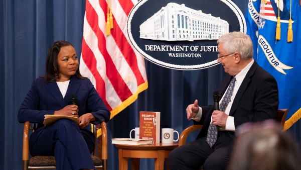Assistant Attorney General Clarke and Judge Gergel participate in a fireside chat. Assistant Attorney General Clarke and Judge Gergel participate in a fireside chat.