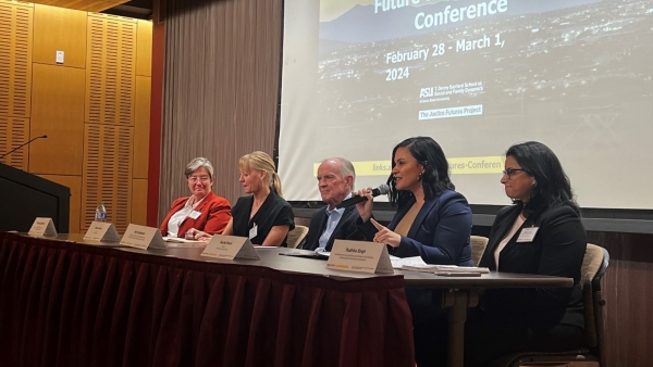 Director Rachel Rossi delivers remarks during the Opening Plenary for the Access to Justice and the Future of Justice Work Conference.