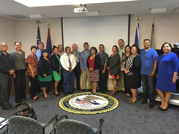 Picture of Trainer Michael G. Santos with Professional Staff at training held at the U.S. Attorney’s Office in Guam