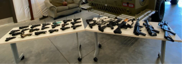 Guns on table