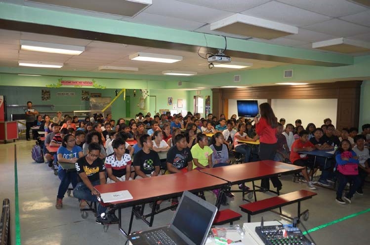 U.S. Attorney Alicia Limtiaco at the school outreach at Dandan Elementary School in Saipan, NMI Pcture of U.S. Attorney Alicia Limtiaco at the school outreach at Dandan Elementary School in Saipan, NMI