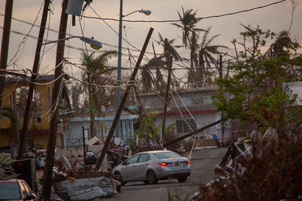 Santa Maria, Puerto Rico, October 8, 2017 -- Damaged properties in the Santa Maria neighborhood near Humacao, Puerto Rico. After Hurricane Maria, many homes, businesses, roads, bridges and government buildings suffered major damage due to strong winds and Santa Maria, Puerto Rico, October 8, 2017 -- Damaged properties in the Santa Maria neighborhood near Humacao, Puerto Rico. After Hurricane Maria, many homes, businesses, roads, bridges and government buildings suffered major damage due to strong winds and heavy rain.