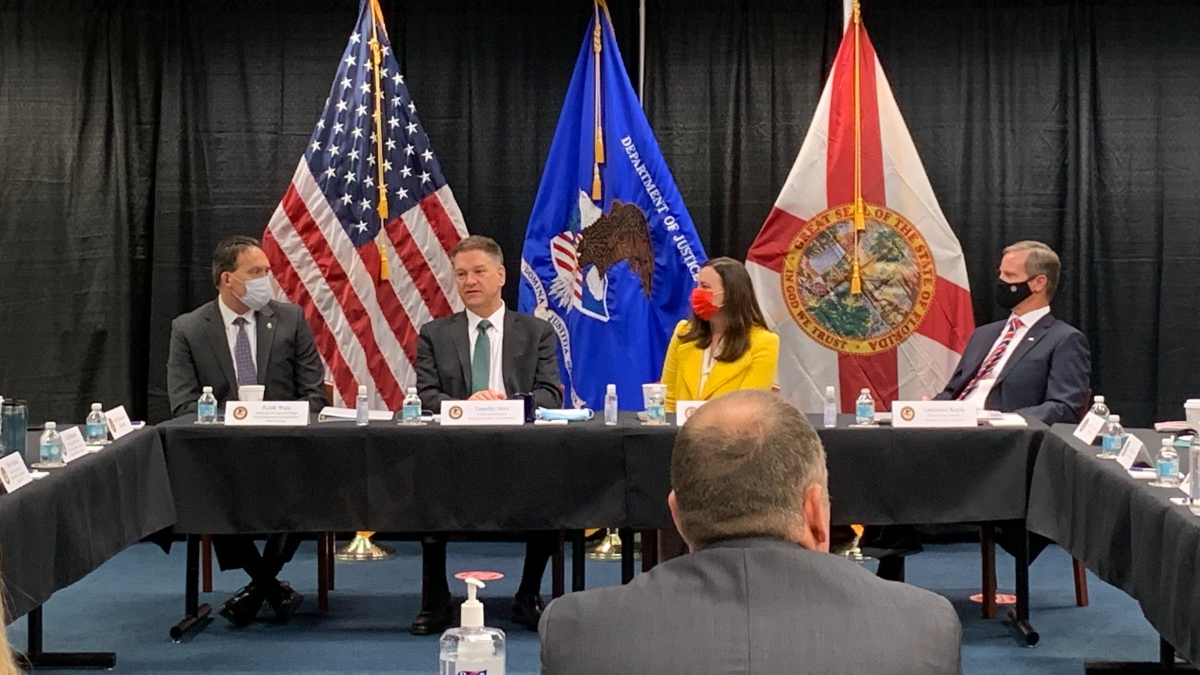 DEA Acting Administrator Timothy Shea U.S. Attorney Lawrence Keefe Florida Attorney General Ashley Moody