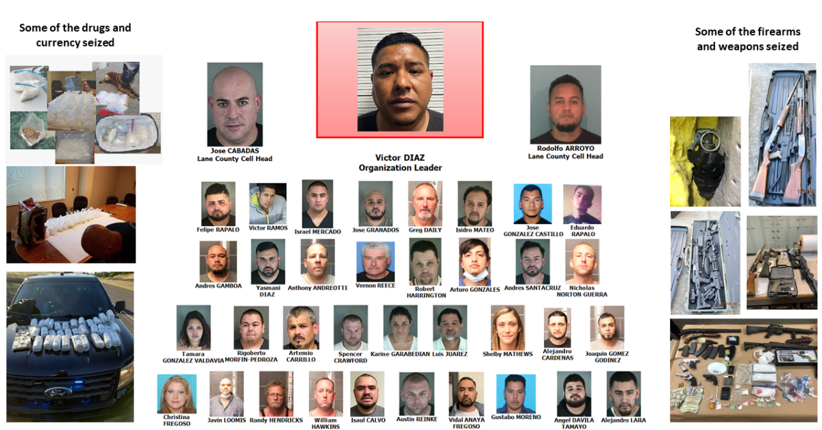Victor Diaz, and organization, along with drugs, firearms, weapons, and currency seized