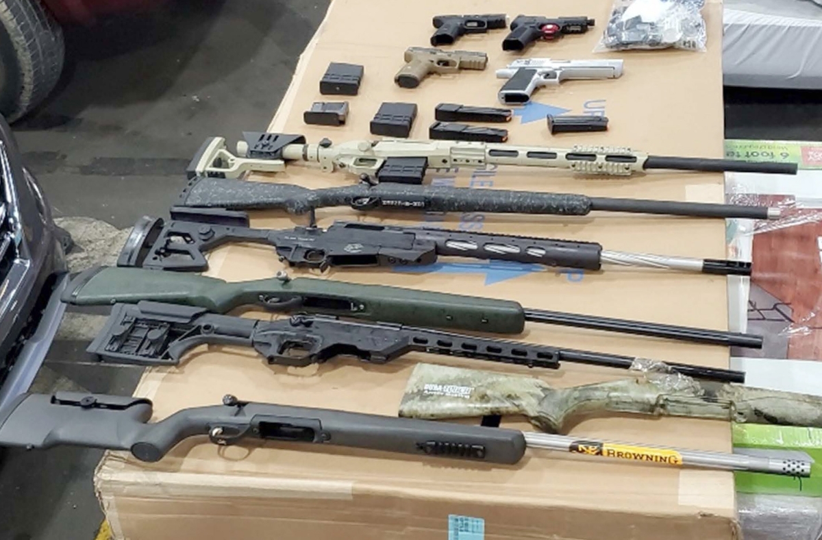 Firearms seized in US vs Al Jaberi Firearms on a table