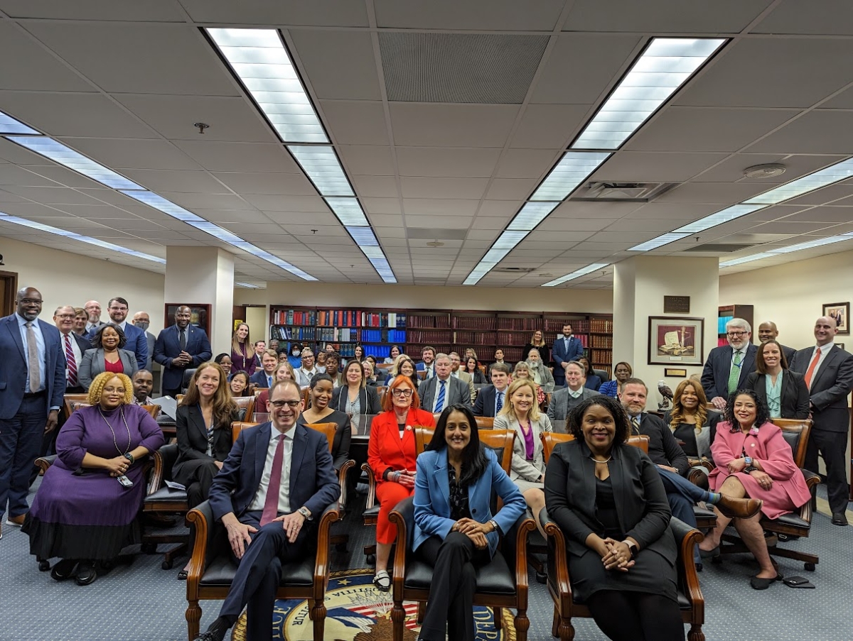 Associate Attorney General Vanita Gupta (front center), U.S. Attorney Kevin Ritz (front left), First Assistant U.S. Attorney Reagan Fondren (front right) and staff from the U.S. Attorney's Office for the Western District of Tennessee