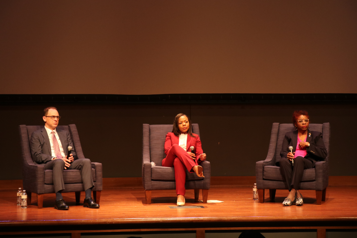 Assistant Attorney General Clarke (middle) with U.S. Attorney Kevin Ritz (left) and Hooks Institute Executive Director Daphene McFerren (right). Assistant Attorney General Clarke (middle) with U.S. Attorney Kevin Ritz (left) and Hooks Institute Executive Director Daphene McFerren (right).