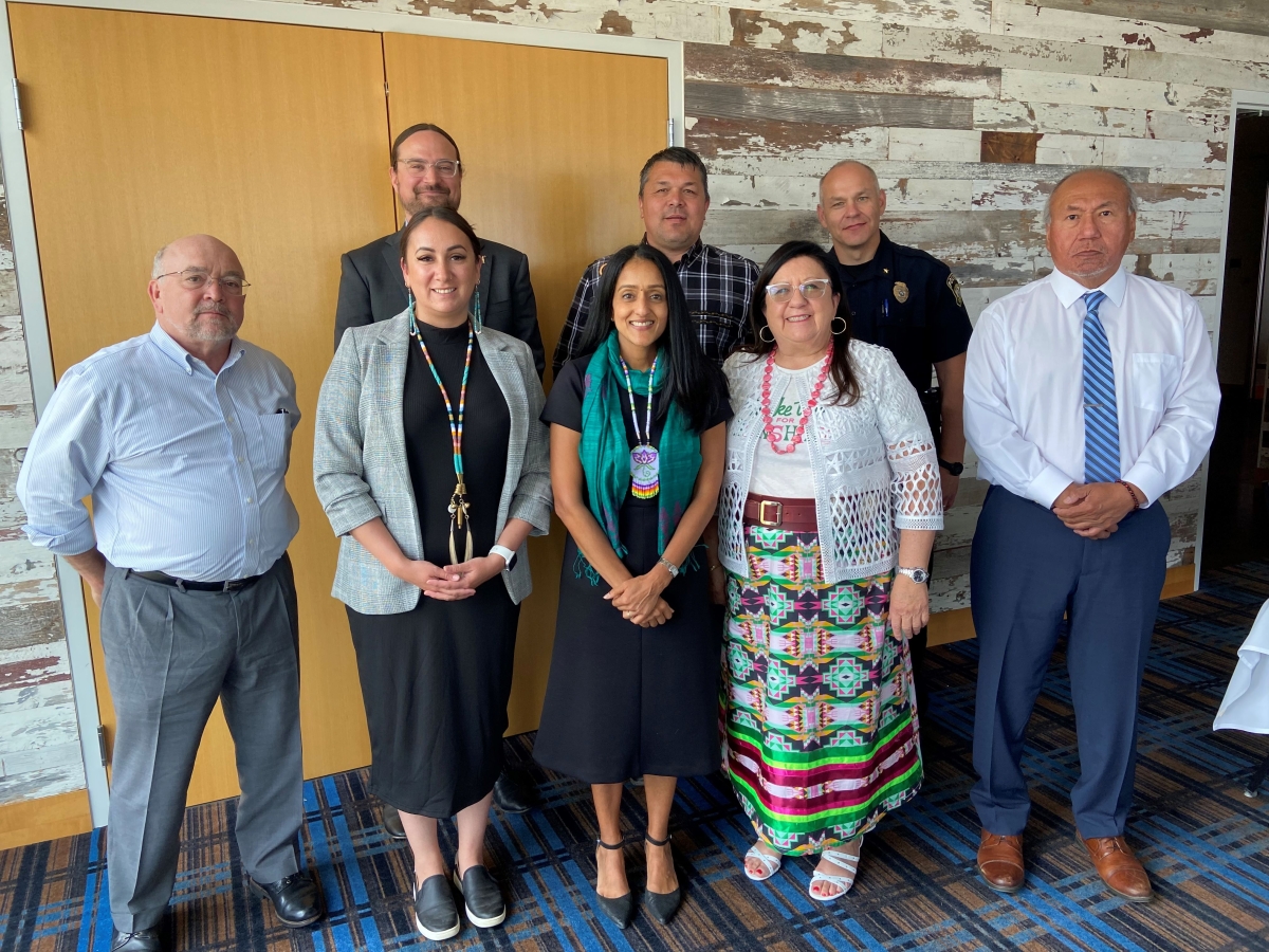 Associate Attorney General Vanita Gupta (center) and Chief Executive Melanie Benjamin (center right) with members of Tribal Leadership.