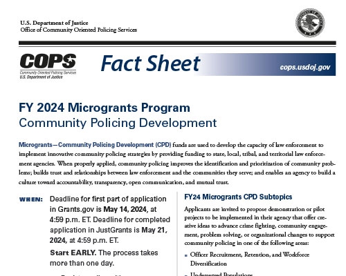 Image of the COPS Microgrants Program Fact Sheet