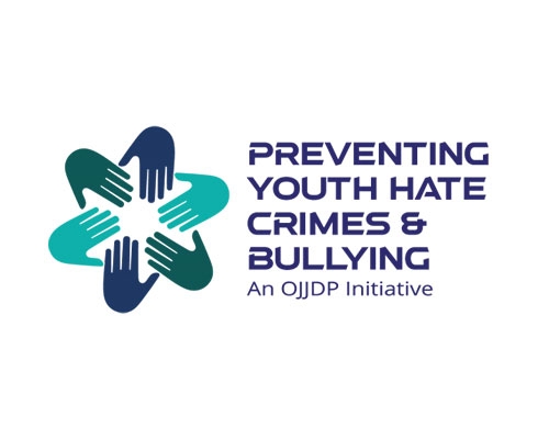 An image of hands in a circle. Text: Preventing Youth Hate Crimes & Bullying. An OJJDP Initiative.