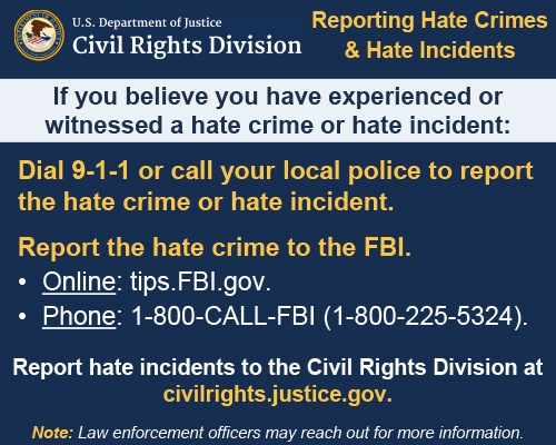 The Report a Hate Crime flyer