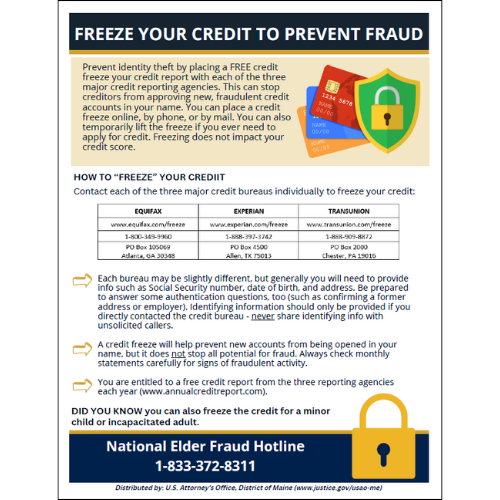 Senior Scams - Freeze Your Credit flyer thumbnail image
