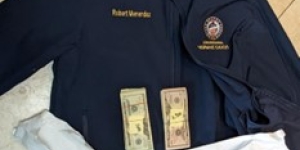 Picture of jacket bearing Menendez’s name with money on top of it