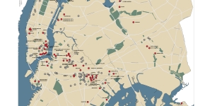 Map of New York City showing the developments affected by the charged conduct