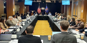 Representatives from various agencies and staff from ATJ gathered at the Justice Department for LAIR’s first in-person plenary meeting of 2024, held on April 10 and co-chaired by ATJ Director Rossi and Deputy Counsel to the President Dixon. 